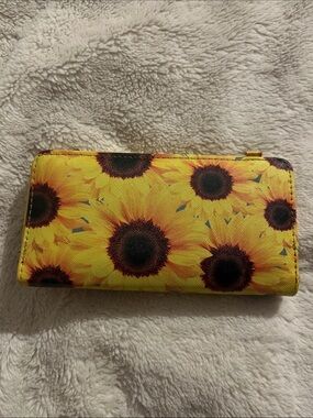 Sunflower Print Zip-Around Wallet - Yellow